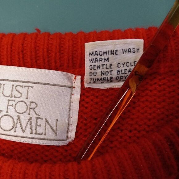 Just For Women 1X Red with Black Floral Accent Beaded Embellished Sweater - Picture 3 of 6